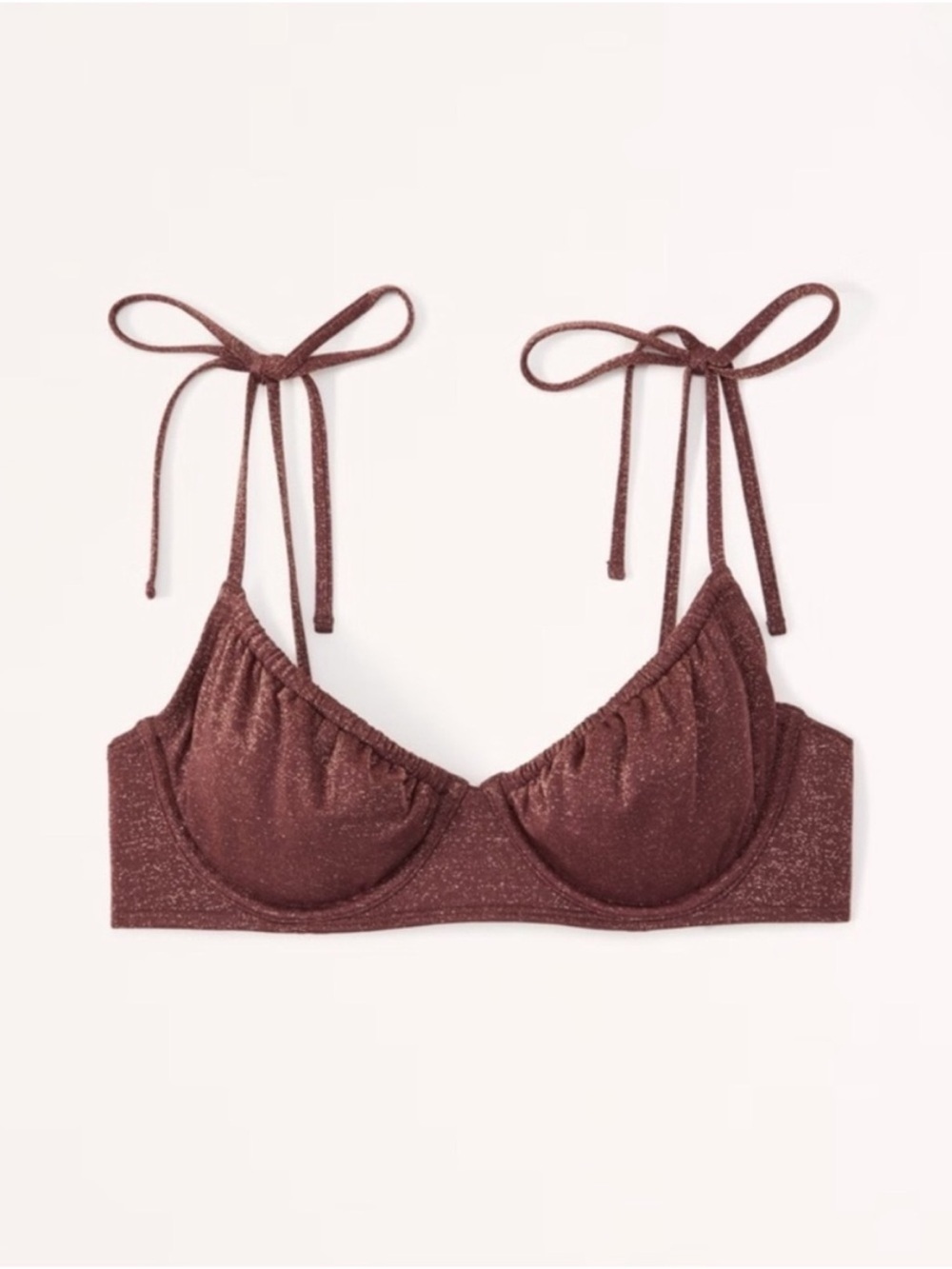 Abercrombie Tie Strap Brown Shimmer Underwire Bikini Top Large NWT